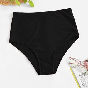 2/$25-SHEIN High Waisted Black Solid Bikini Bottom